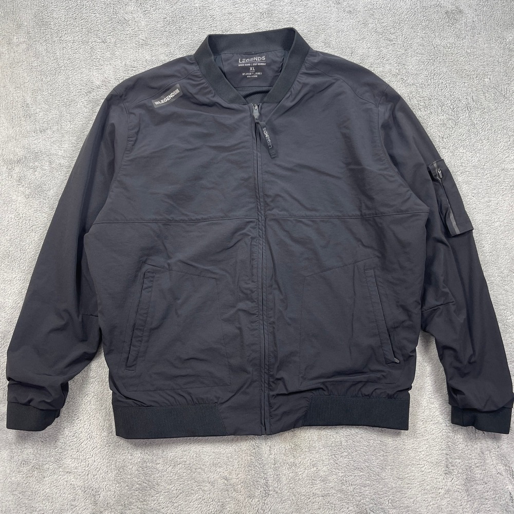 Legends Hawthorne Bomber Jacket Mens XL Black Full Zip Lightweight Tech Stretch